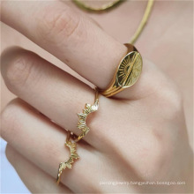 Fashion 2 Pcs Ins Sun&Moon Ring Set Alloy Gold Plated Rings Jewelry Women